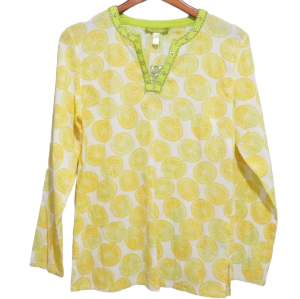 Sigrid Olsen Lemon Tunic Top Beaded small